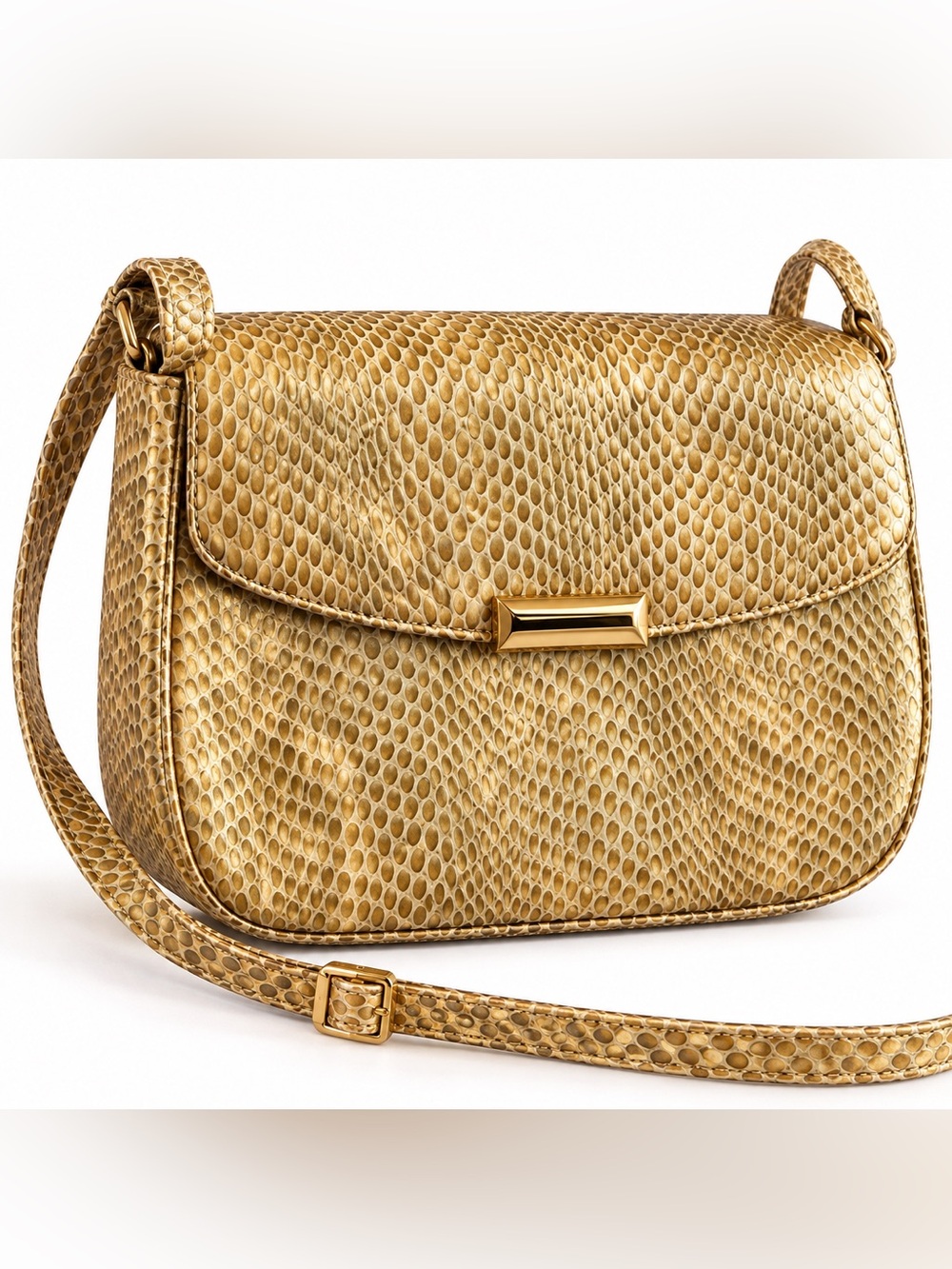 Vintage  RO-EL Canada Cream Snakeskin Embossed Crossbody Bag